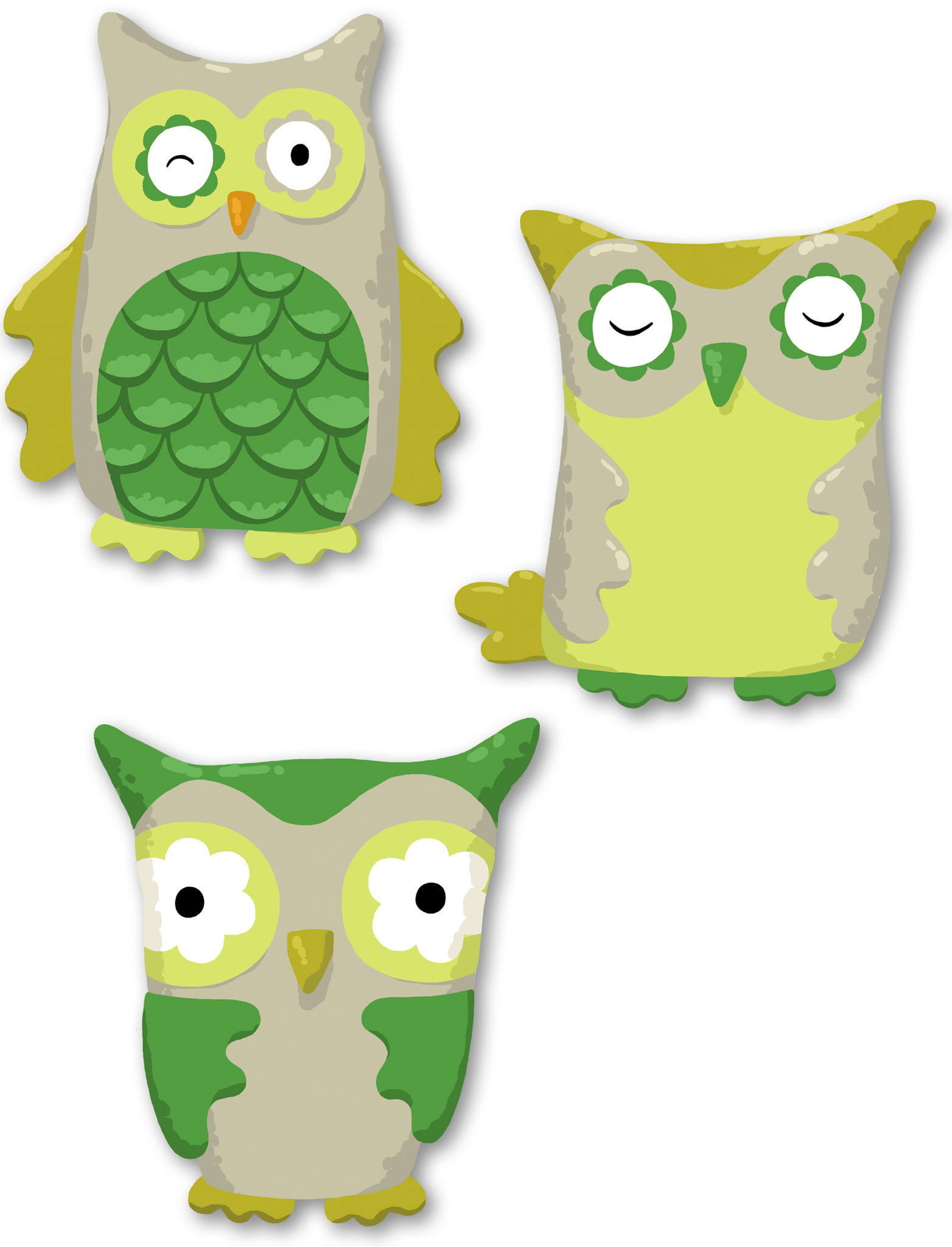 SH_Bird_SH-ThreeSpringOwls-Green ©Steve Haskamp - Creatif License