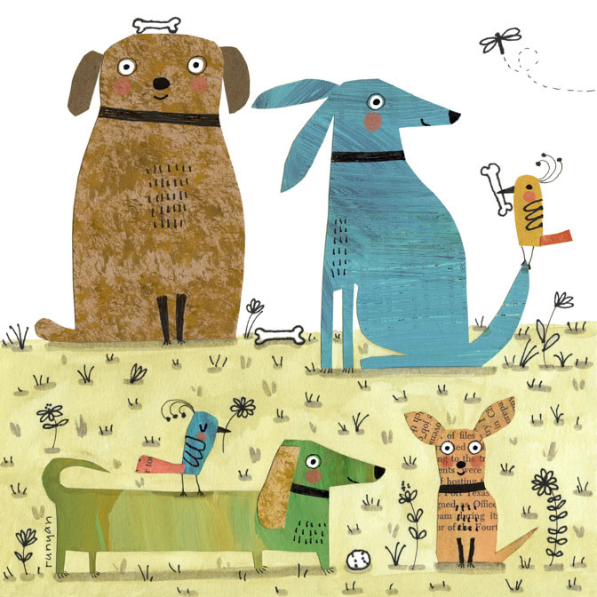 PAINTED PAPER DOGS 12.25x12.25 _Calendar 2026- calendar club 2024- Dogs- Hires _  Creatif ©Terry Runyan - Creatif License