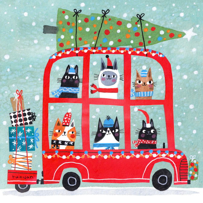 HOLIDAY CAT BUS 10x10 _Cat- christmas- Good Cause Greetings- Larkwood2512presell- senseart9-9-2025 _  Creatif