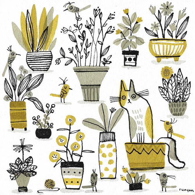 PLANTS BIRDS CAT - Terry Runyan - Creatif _Cat _  Creatif
