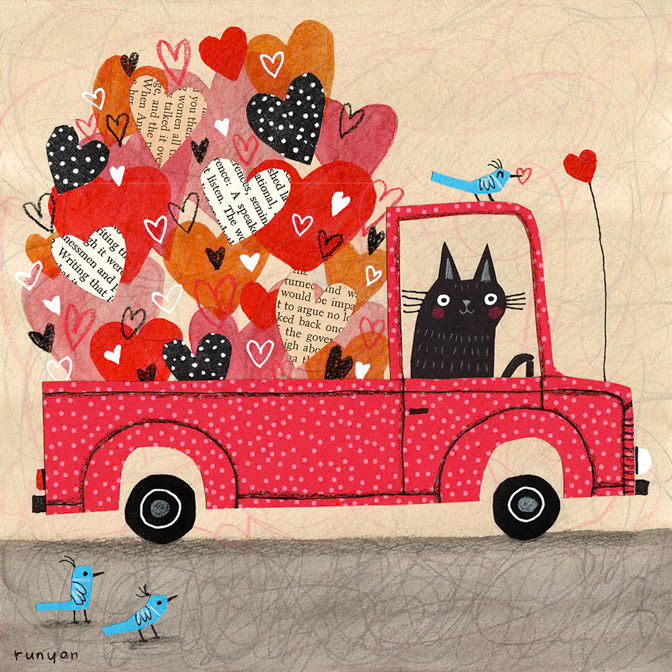 TRUCK LOAD 2 - Terry Runyan - Creatif _Cat- Heart- Sellers Pub- Skowronski and Kotch Germany- Truck- Valentine _  Creatif ©Terry Runyan - Creatif License