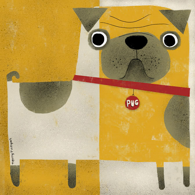 PUG WITH YELLOW print _Dogs _  Creatif ©Terry Runyan - Creatif License