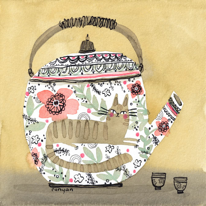 FLOWER CAT TEA _Cat- Tea _  Creatif