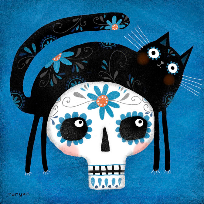 SUGAR SKULL HAT _Cat- Halloween _  Creatif