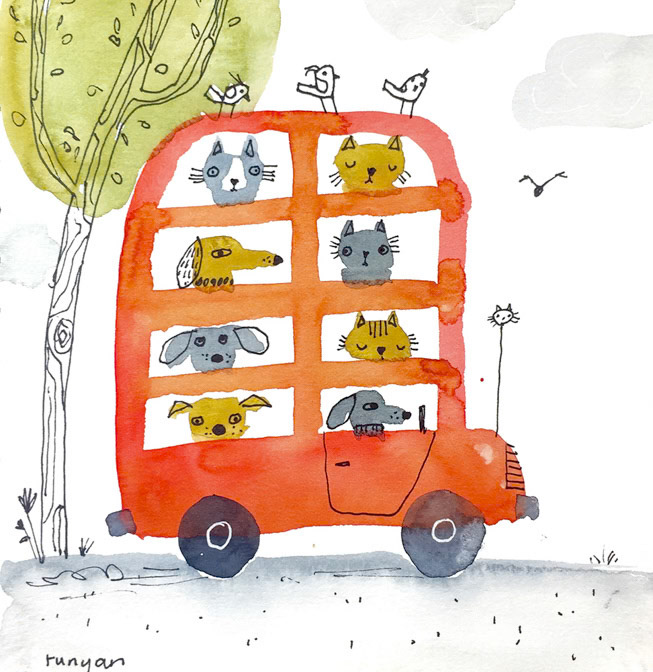 BUS RIDE _Bus- Cat- Dog _  Creatif