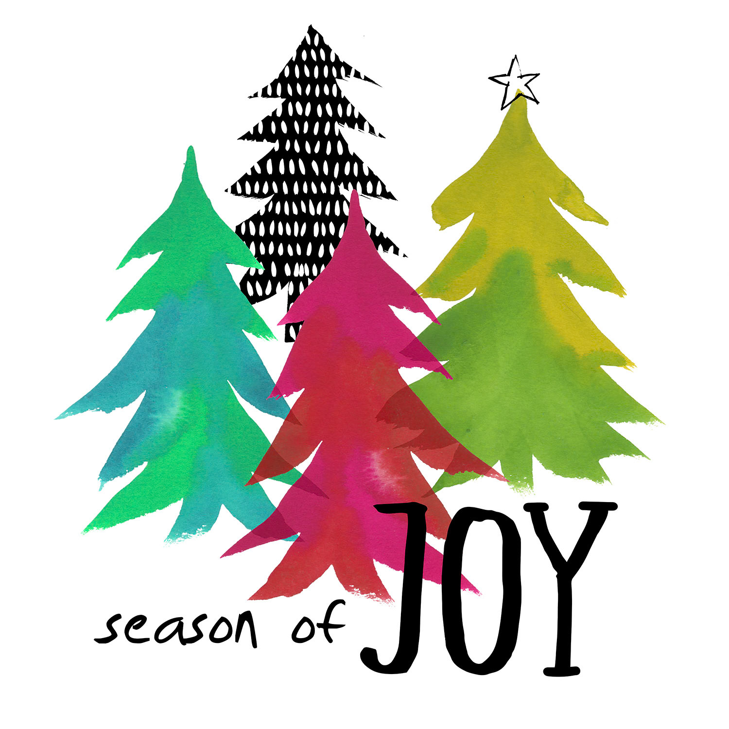 SH_Cmas_1926_Watercolor and Black Cmas Trees_Creatif ©Steve Haskamp - Creatif License