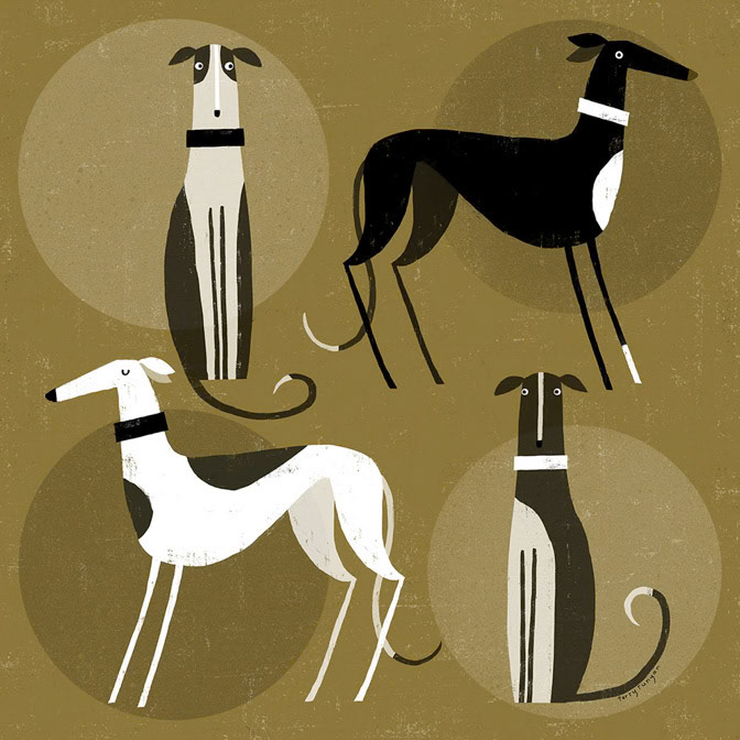 FOUR GREYHOUNDS - Terry Runyan - Creatif _Dog- Hound _  Creatif ©Terry Runyan - Creatif License