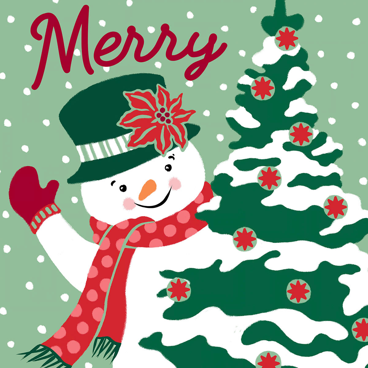 SH_Cmas_RAZ 2025_2769b_Snowman Peeking from behind Tree Cropped_Creatif ©Steve Haskamp - Creatif License