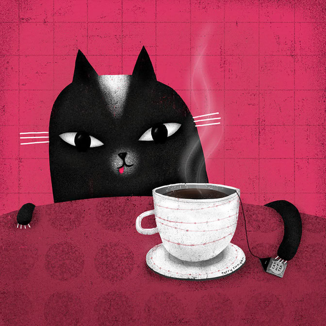 CATNIP TEA - Terry Runyan - Creatif _Cat _  Creatif ©Terry Runyan - Creatif License