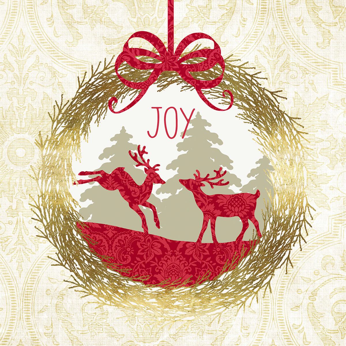 SH_Cmas_1950b_Christmas Wreath With Deer Silhouettes_Square_ Creatif ©Steve Haskamp - Creatif License