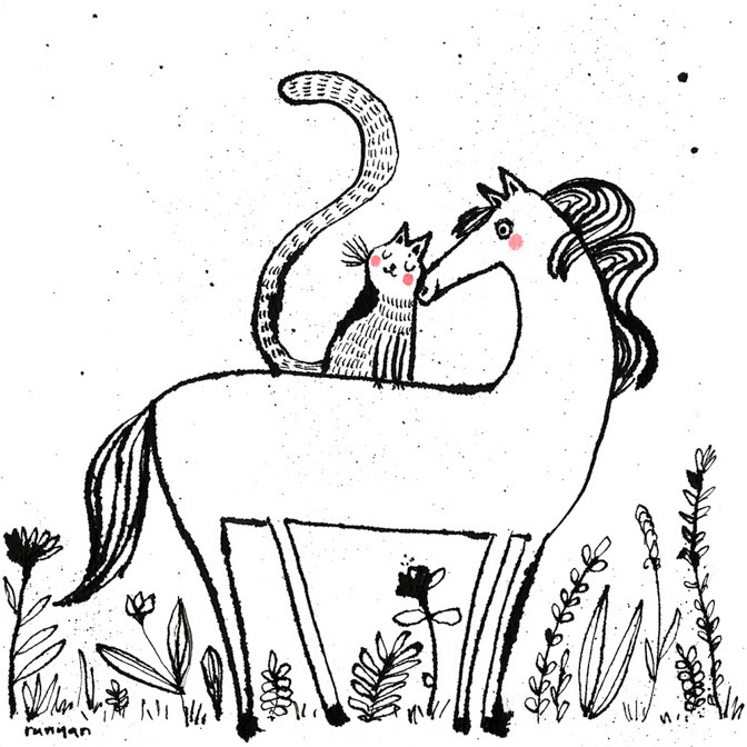 SNUGGLE 2 - Terry Runyan - Creatif _Cat- Horses _  Creatif