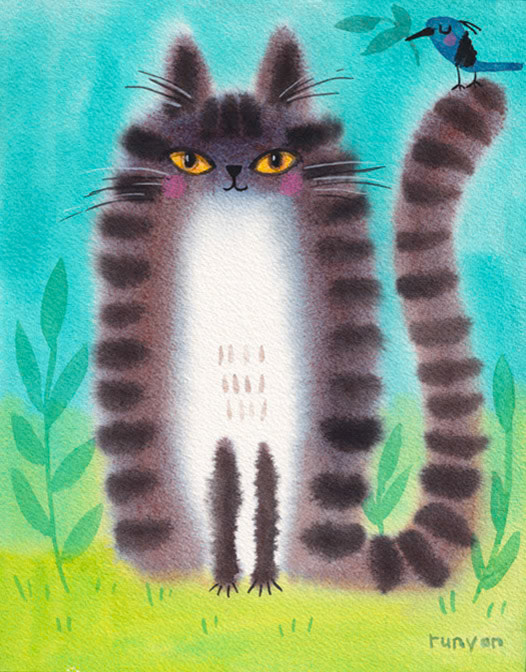 TABBY FLOOF &amp; BIRD _Cat _  Creatif ©Terry Runyan - Creatif License