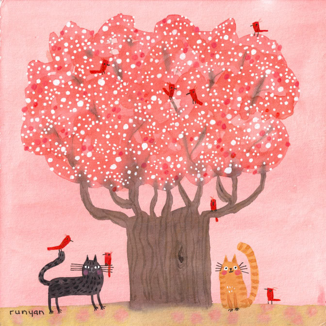 BLOSSOMS ABOUND _blossom- Cat- pink- spring- Tree _  Creatif