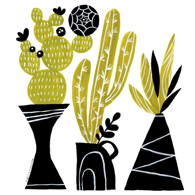 GREEN AND BLACK CACTUS _Floral _  Creatif ©Terry Runyan - Creatif License