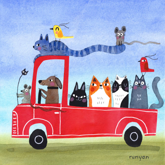 ON OUR WAY _Cat Dog- Truck _  Creatif