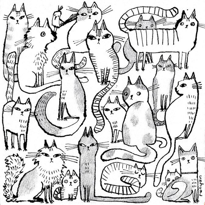 BLACK LINE CATS - Terry Runyan - Creatif _Cat _  Creatif