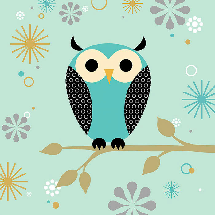 SH_Bird_783bOwlOnBranchBlueSquare ©Steve Haskamp - Creatif License