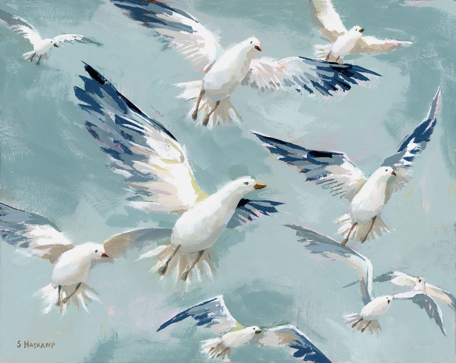 SH_Bird_2835b_Flying Birds Painting Muted Palette_Creatif ©Steve Haskamp - Creatif License