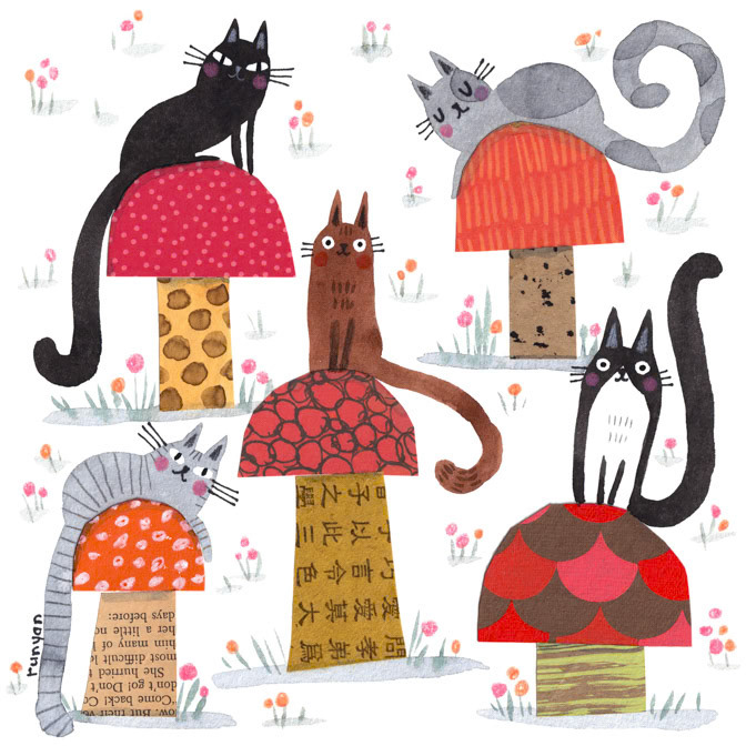MUSHROOM CAT TREES 15X15 _Andrews Mcmeel 2025 cal- Cats _  Creatif