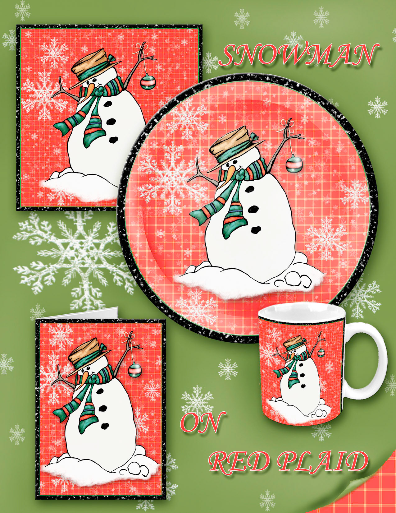 CH961 Snowman on red plad product copy