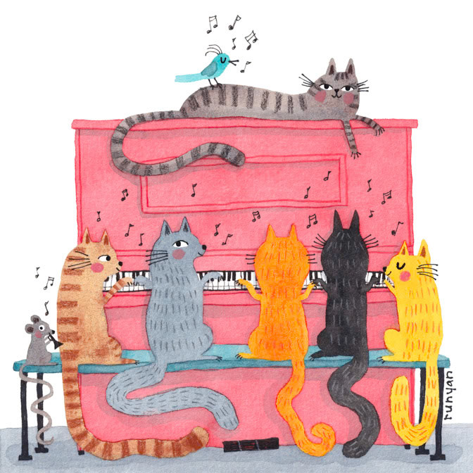 PINK PIANO clean _Cats- Music- Piano _  Creatif ©Terry Runyan - Creatif License