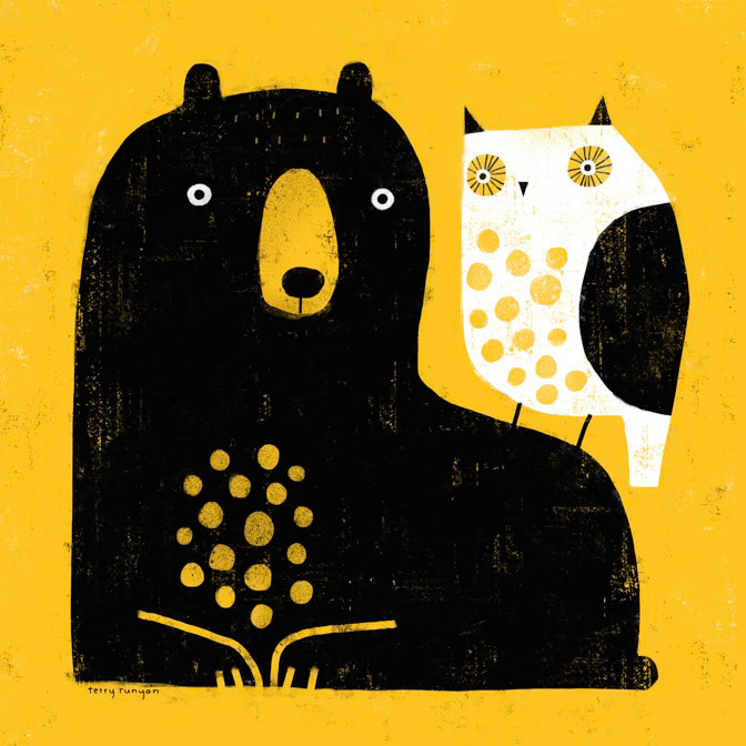 BEAR - OWL 300dpi Terry Runyan - Creatif _Animals- Bear- Owl _  Creatif ©Terry Runyan - Creatif License