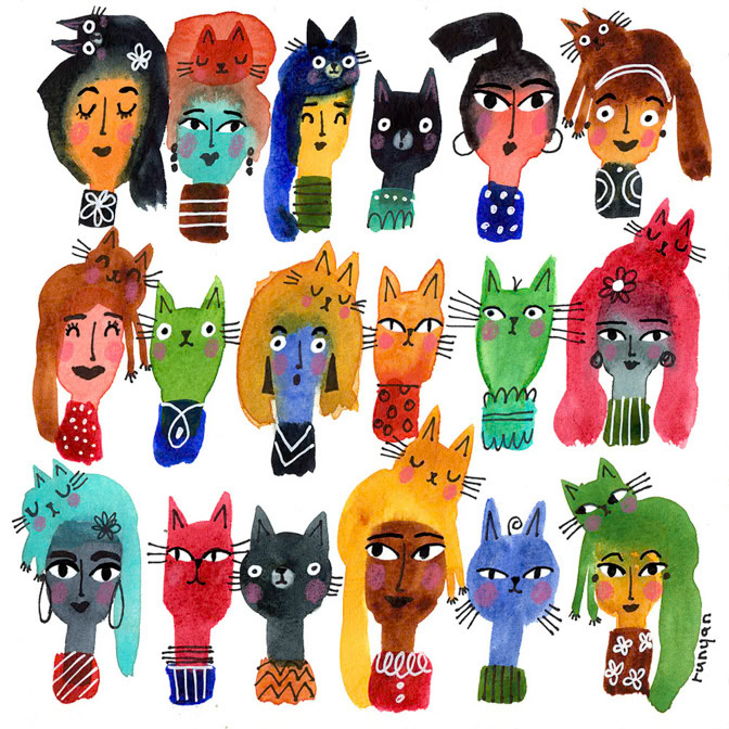 FEMALE FELINE FACES _Cat Hair _  Creatif