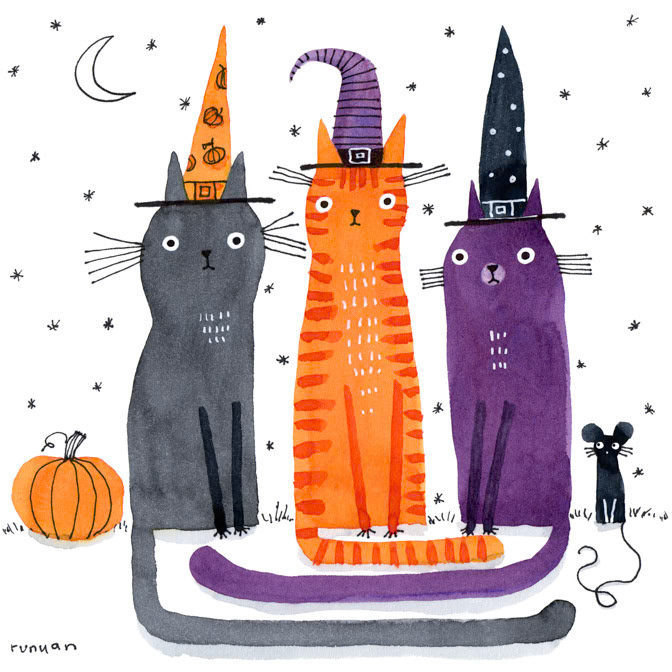 WITCH CATS 12x12 _Maggie request _  Creatif