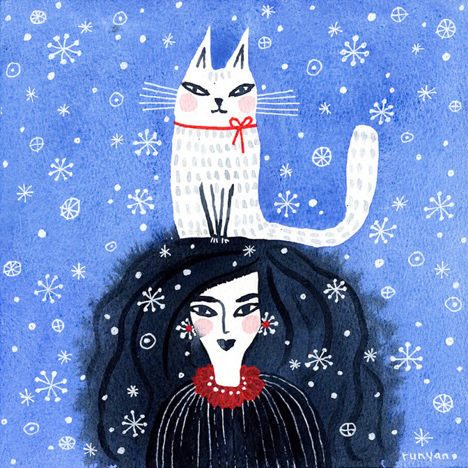 SNOW CAT HAT - Terry Runyan - Creatif _Cat- christmas _  Creatif