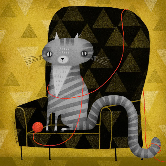 SEATED GRAY TABBY 300dpi Terry Runyan - Creatif _Cat- Maggie _  Creatif