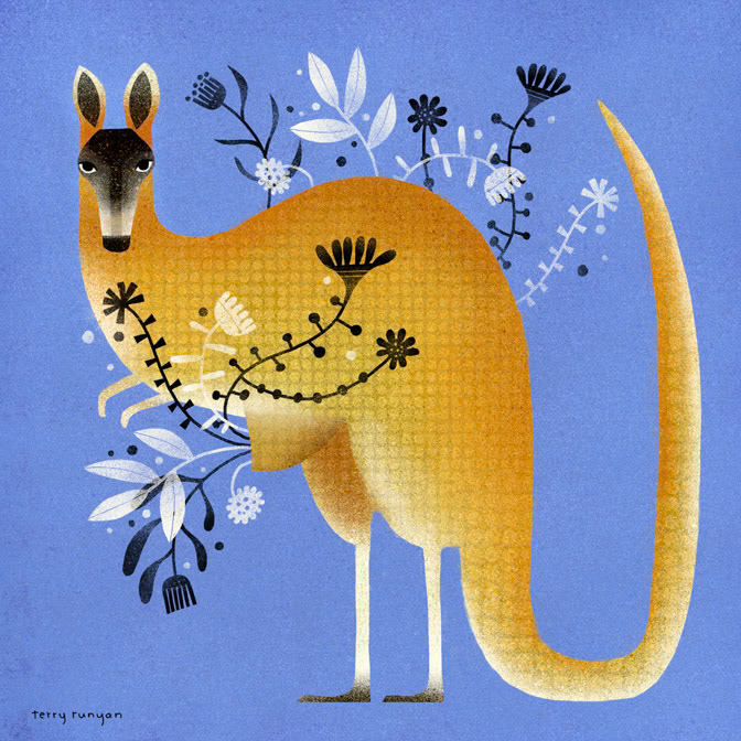 FLOWER POUCH _Animals- kangaroo _  Creatif ©Terry Runyan - Creatif License