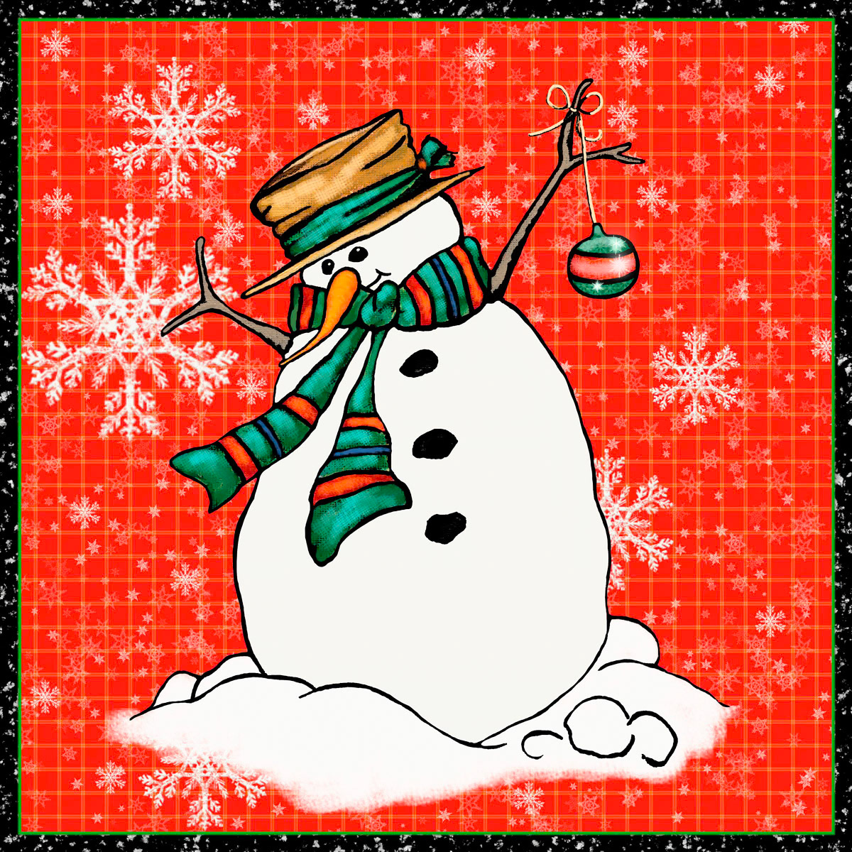 CH961 Snowman on red plaid
