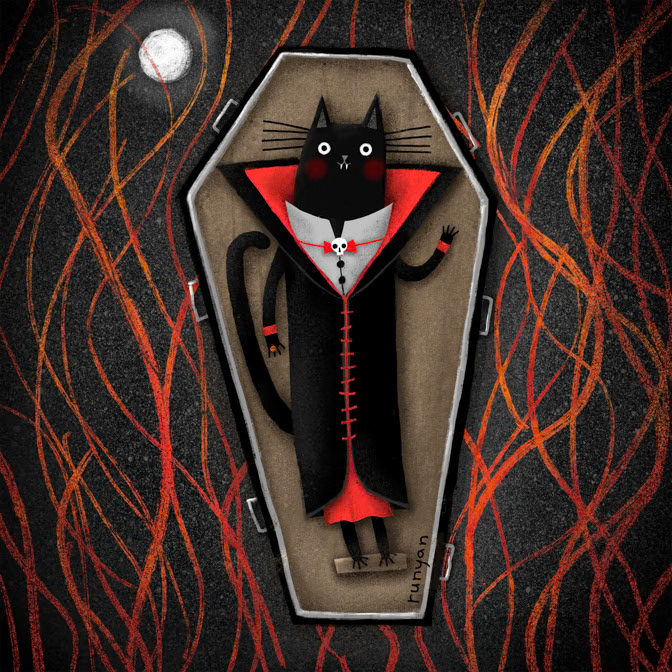 CATCULA 12x12 _Cat Halloween- vampire _  Creatif