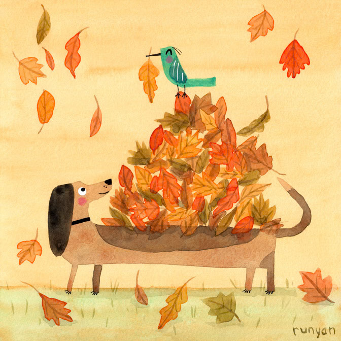 FALL PUP 13x13 _Dog- Fall _  Creatif ©Terry Runyan - Creatif License