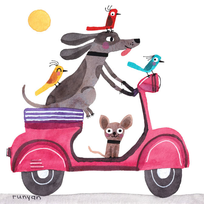 SCOOTER PUPS 13x13 _Dog- Scooter _  Creatif ©Terry Runyan - Creatif License