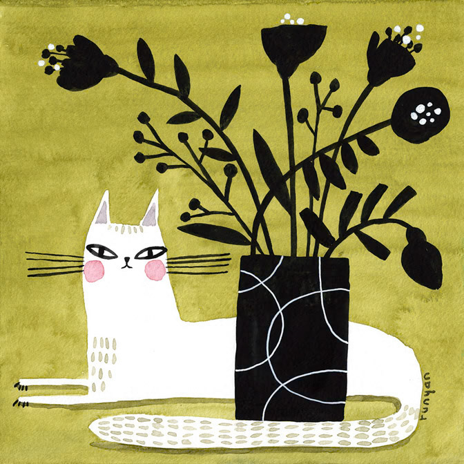 WHITE CAT &amp; PLANT - Terry Runyan - Creatif _Cat _  Creatif ©Terry Runyan - Creatif License