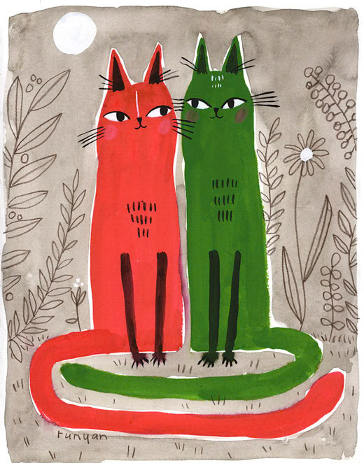 POMEGRANATE &amp; KELLY GREEN _Cat _  Creatif ©Terry Runyan - Creatif License