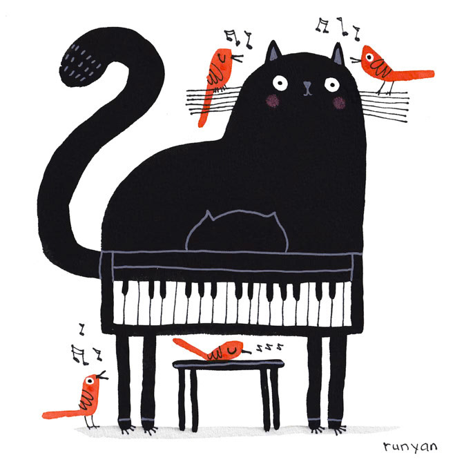 11-08-2022 PIANO CAT 2 _Birds- Cat- Piano _  Creatif