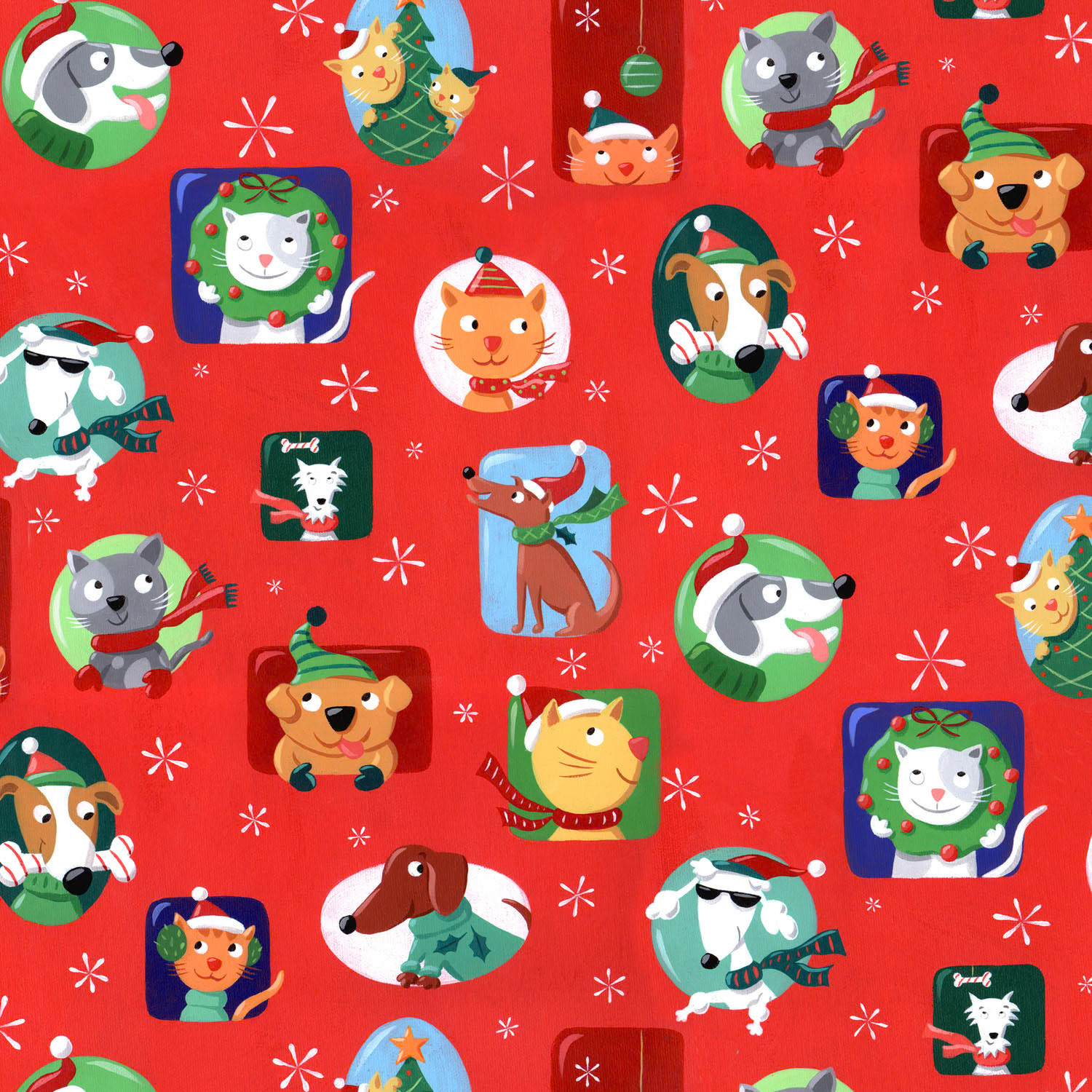 SH_Cmas_27DogCatXmasWrapRepeated ©Steve Haskamp - Creatif License