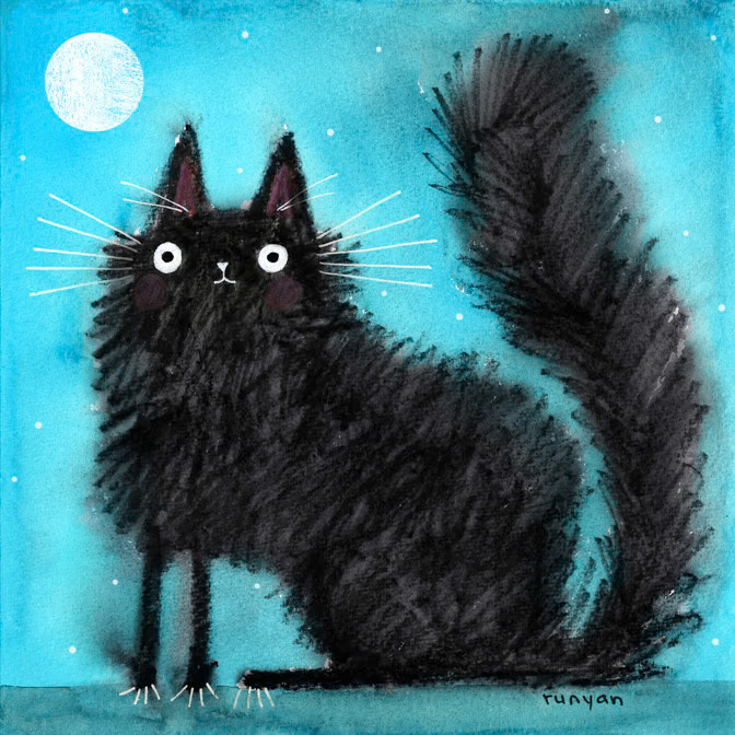 BLACK SCRIBBLE CAT blue _Cat _  Creatif