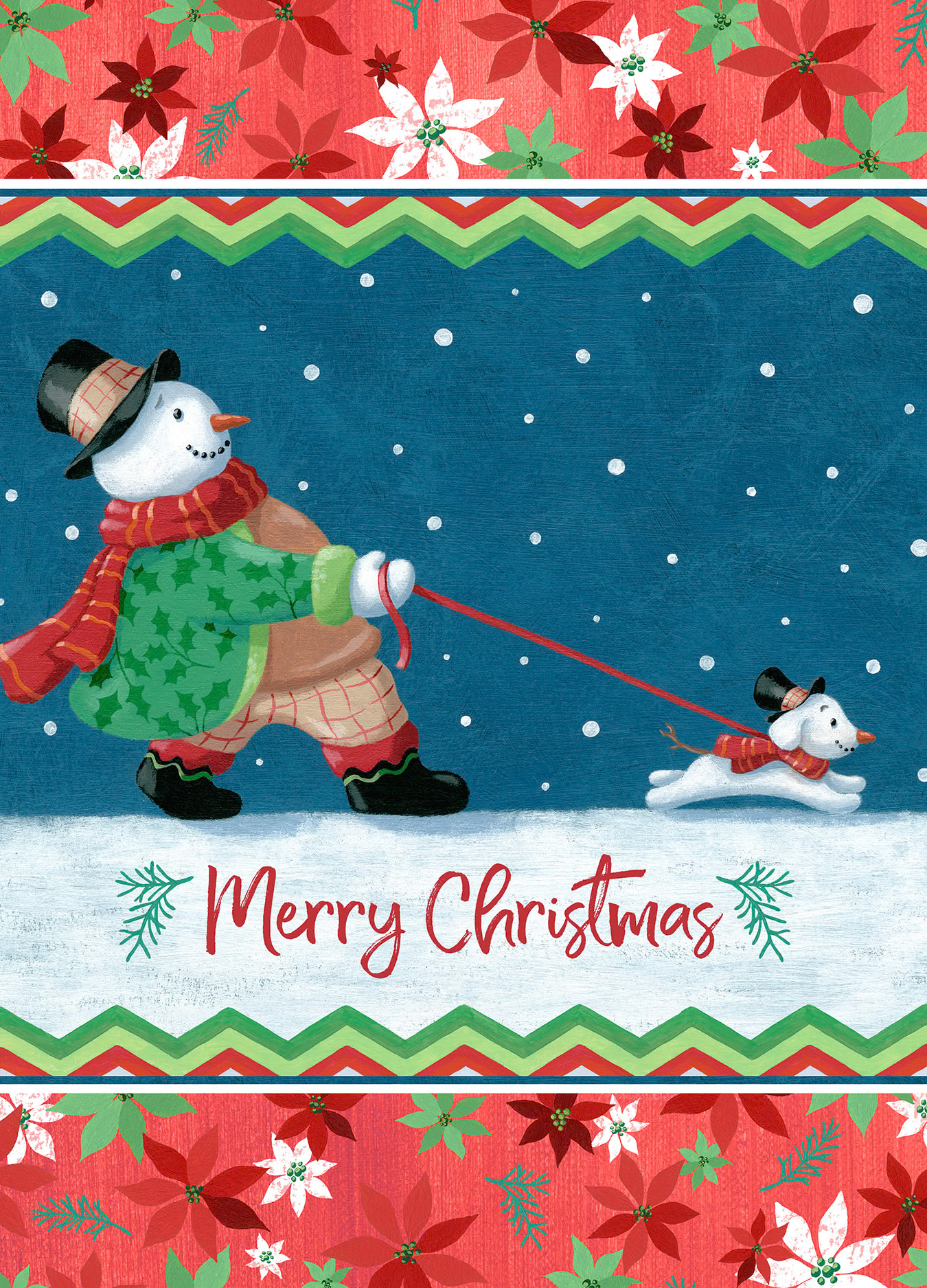 SH_Cmas_689_2b_Snowman walking Snow Dog For Peking Handicraft_Creatif ©Steve Haskamp - Creatif License