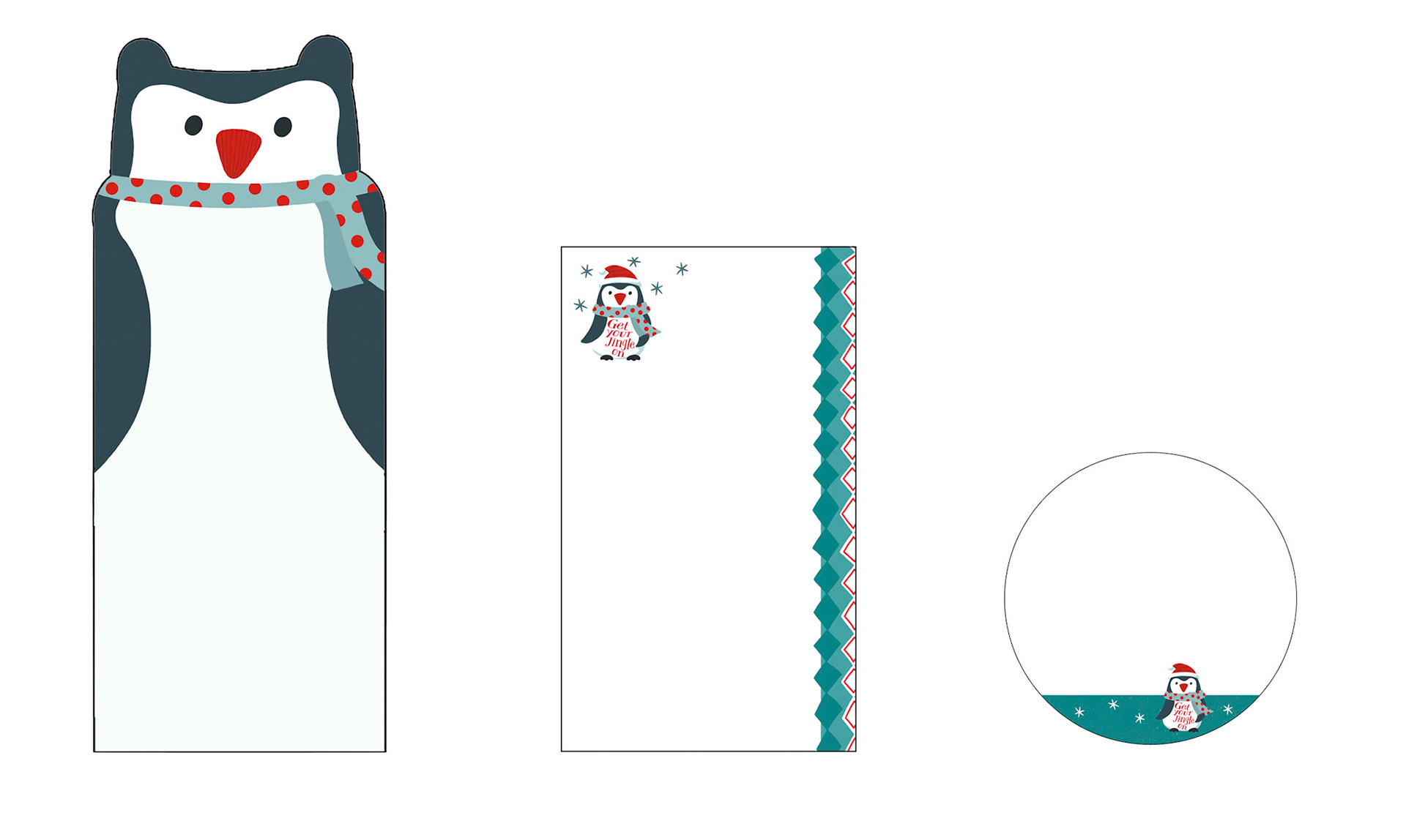 SH_Cmas_Indigo Xmas Penguin_8508 Set of 3 Notepads Diecut_Creatif ©Steve Haskamp - Creatif License