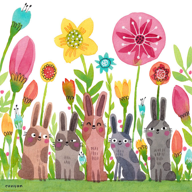 BUNNIES &amp; BLOOMS _Bunnies- Floral _  Creatif ©Terry Runyan - Creatif License