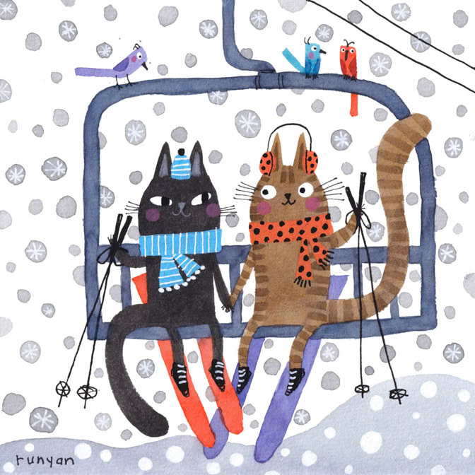 SKI LIFT FRIENDSHIP _Cat- christmas _  Creatif