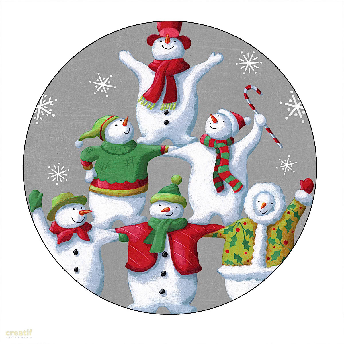 SH_Cmas_682_3_Snowmen Pyramid Plate Hi Res 8 inch_Creatif ©Steve Haskamp - Creatif License