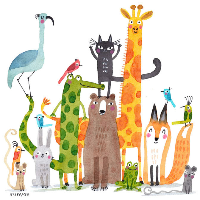 WILDLIFE GATHERING _Animals- Bear- fox- Giraffe _  Creatif ©Terry Runyan - Creatif License