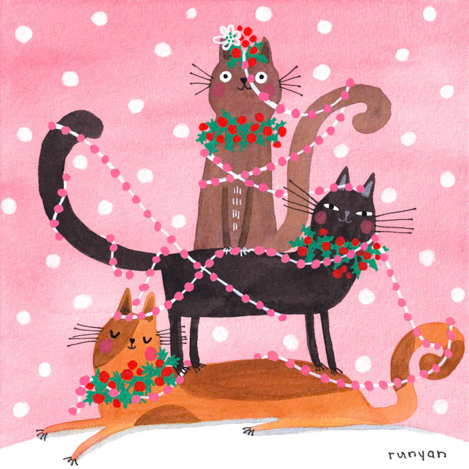 HOLLY &amp; BOBBLES 12x12 _Cats- christmas- snow _  Creatif