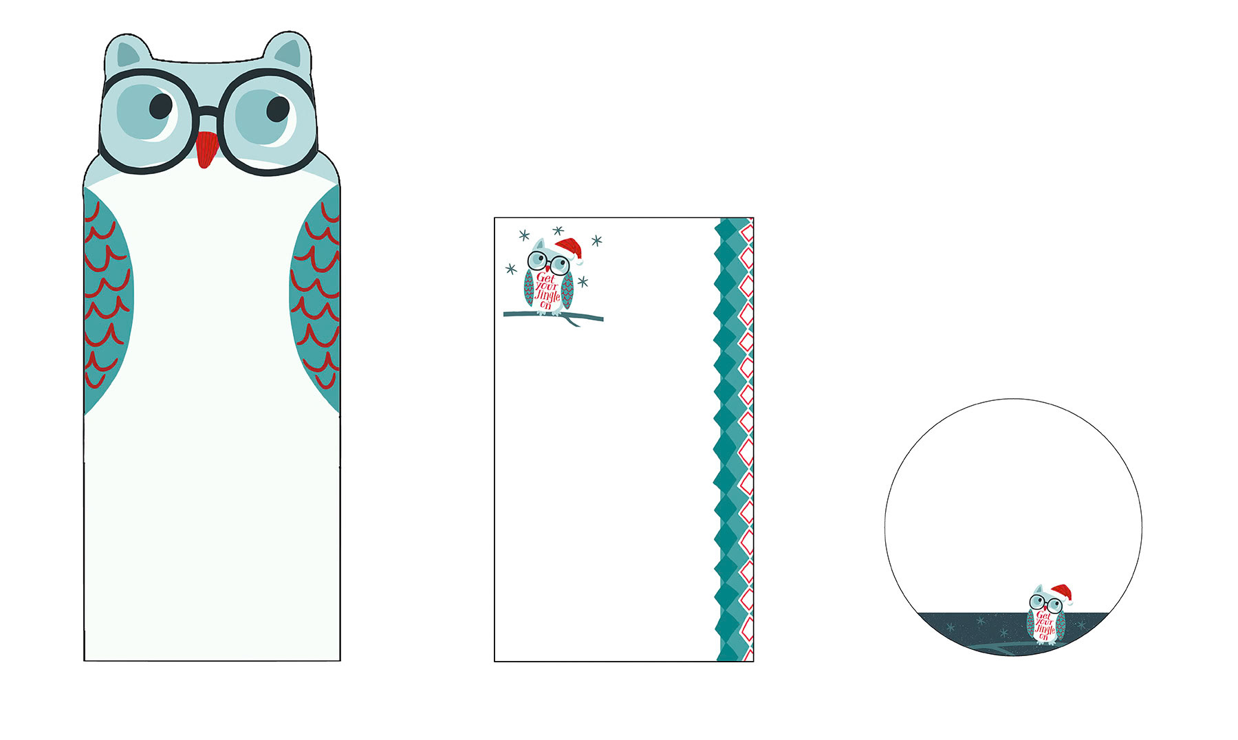 SH_Cmas_Indigo Xmas Owl_8508 Set of 3 Notepads Diecut_Creatif ©Steve Haskamp - Creatif License