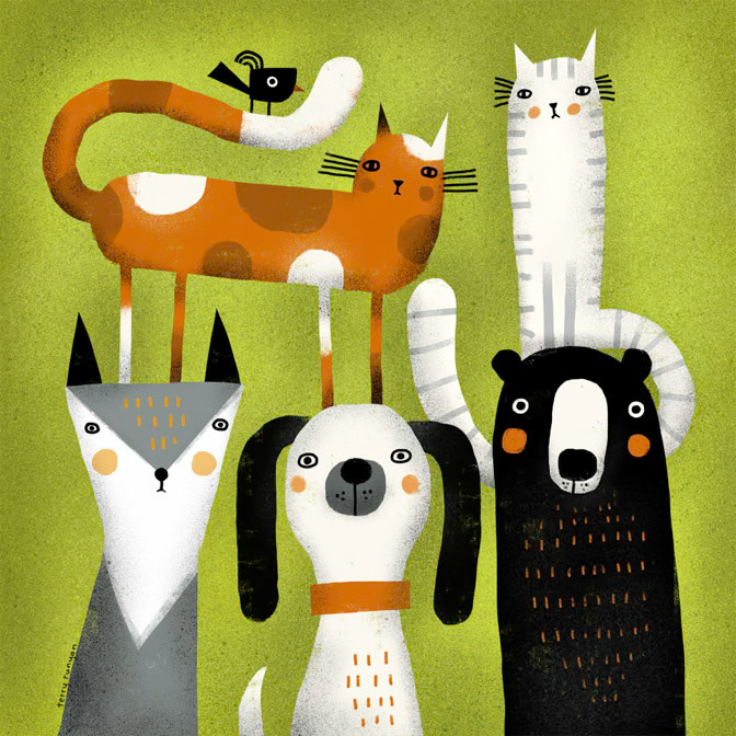 EXTENDED FAMILY PORTRAIT _Aimals- Bear- Cadg- Cat- Dog- fox- Maggie _  Creatif
