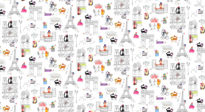 16452 Cats in Paris 99 Multi 44X12SR _Benartex- Fabric _  Creatif